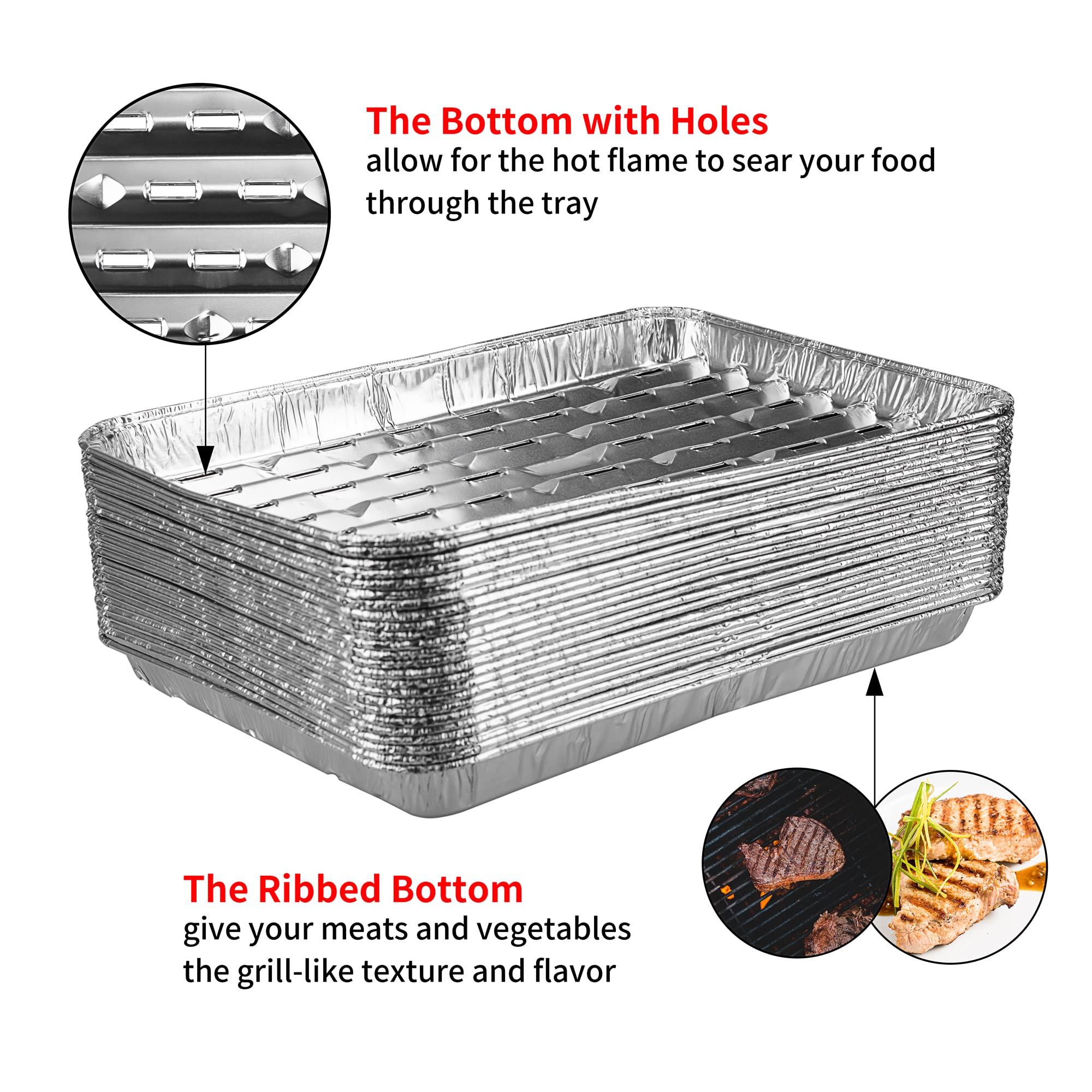 Roponan foil grill pans with holes on grill surface for even heat