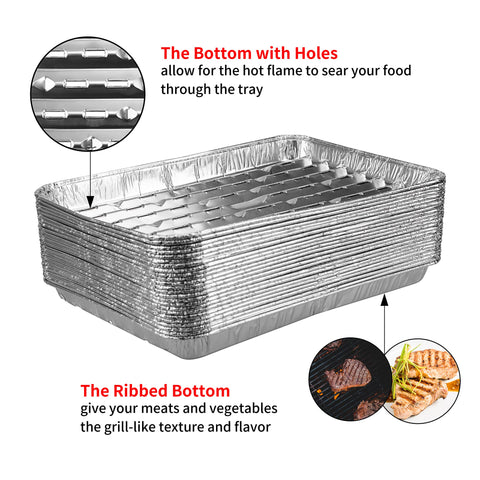 Roponan foil grill pans with holes on grill surface for even heat