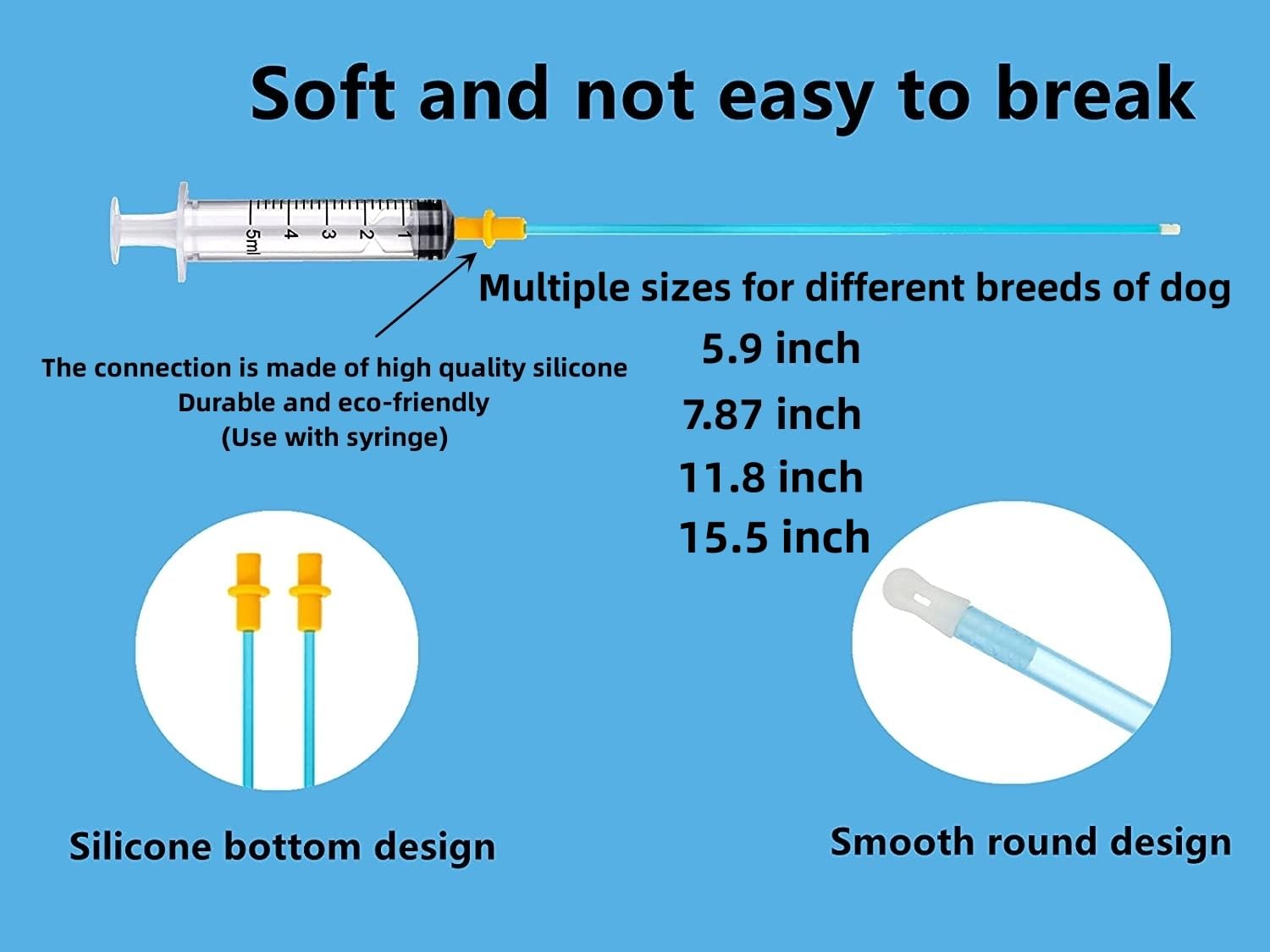 ROPUKEY 5.9 inch insemination rod blue ideal for routine breeding and veterinary tasks.