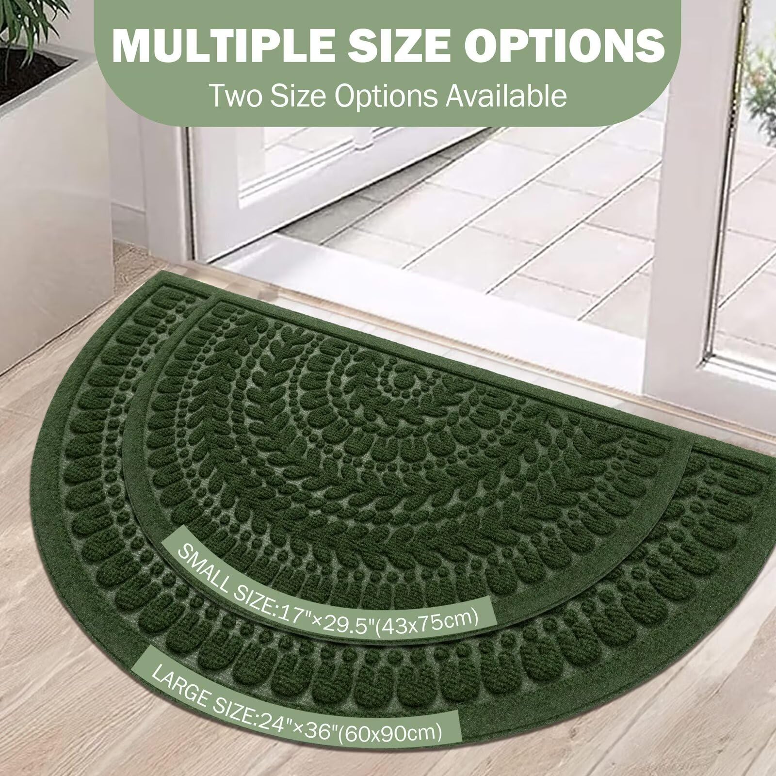 RORA half-circle door mat easy-clean view highlights quick cleaning.