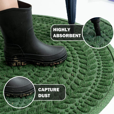 RORA half-circle door mat texture closeup shows durable, weather-resistant fibers.