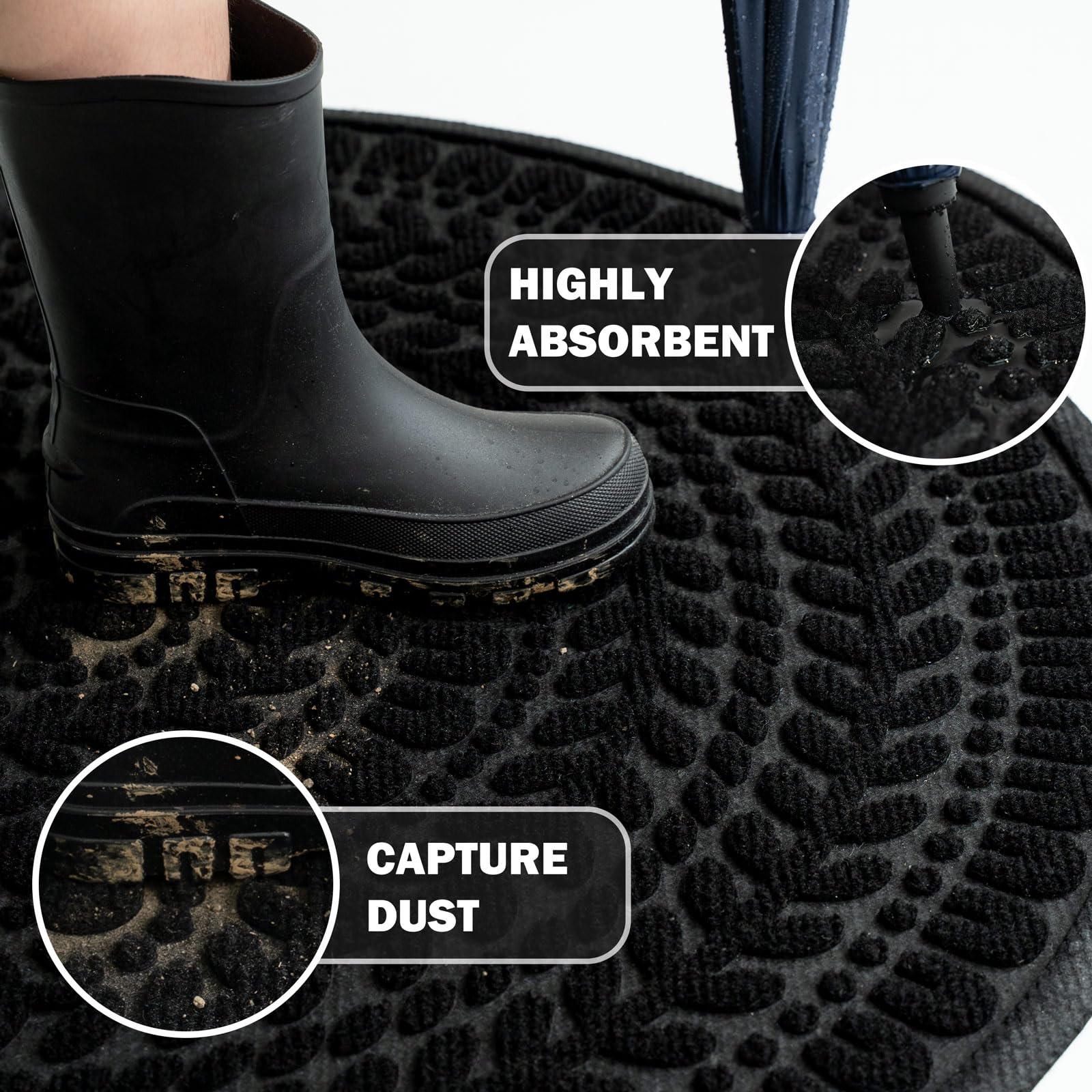 RORA half-circle doormat outdoor entry – absorbs moisture to keep floors dry.