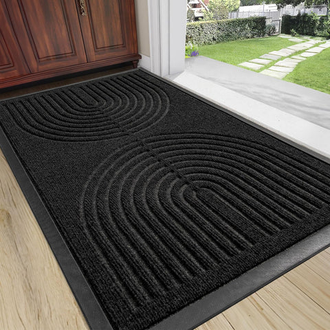 RORA heavy-duty door mat at the entrance with dirt-trapping grooves for clean floors