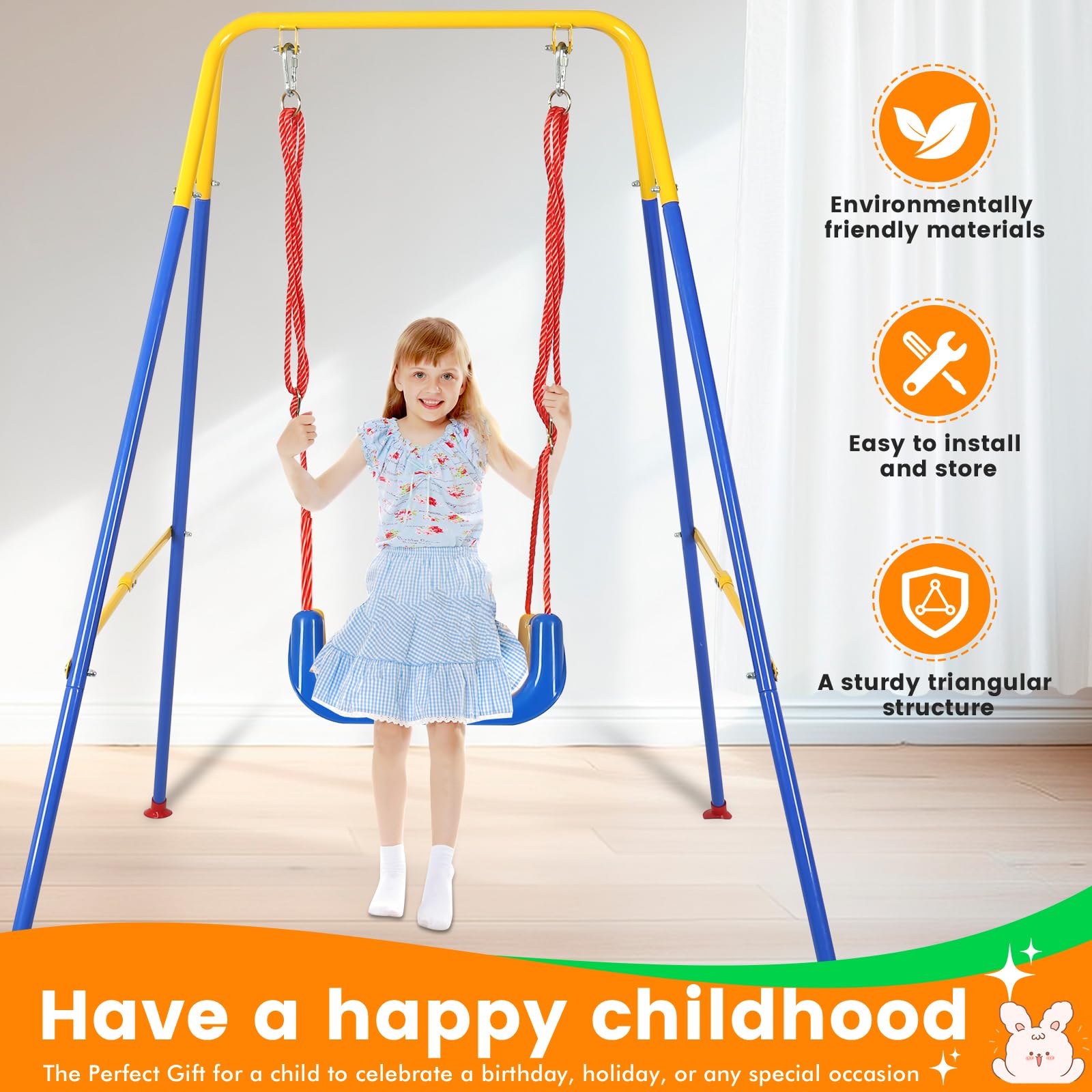 Rormcheny indoor-outdoor swing stand suitable for homes and yards.