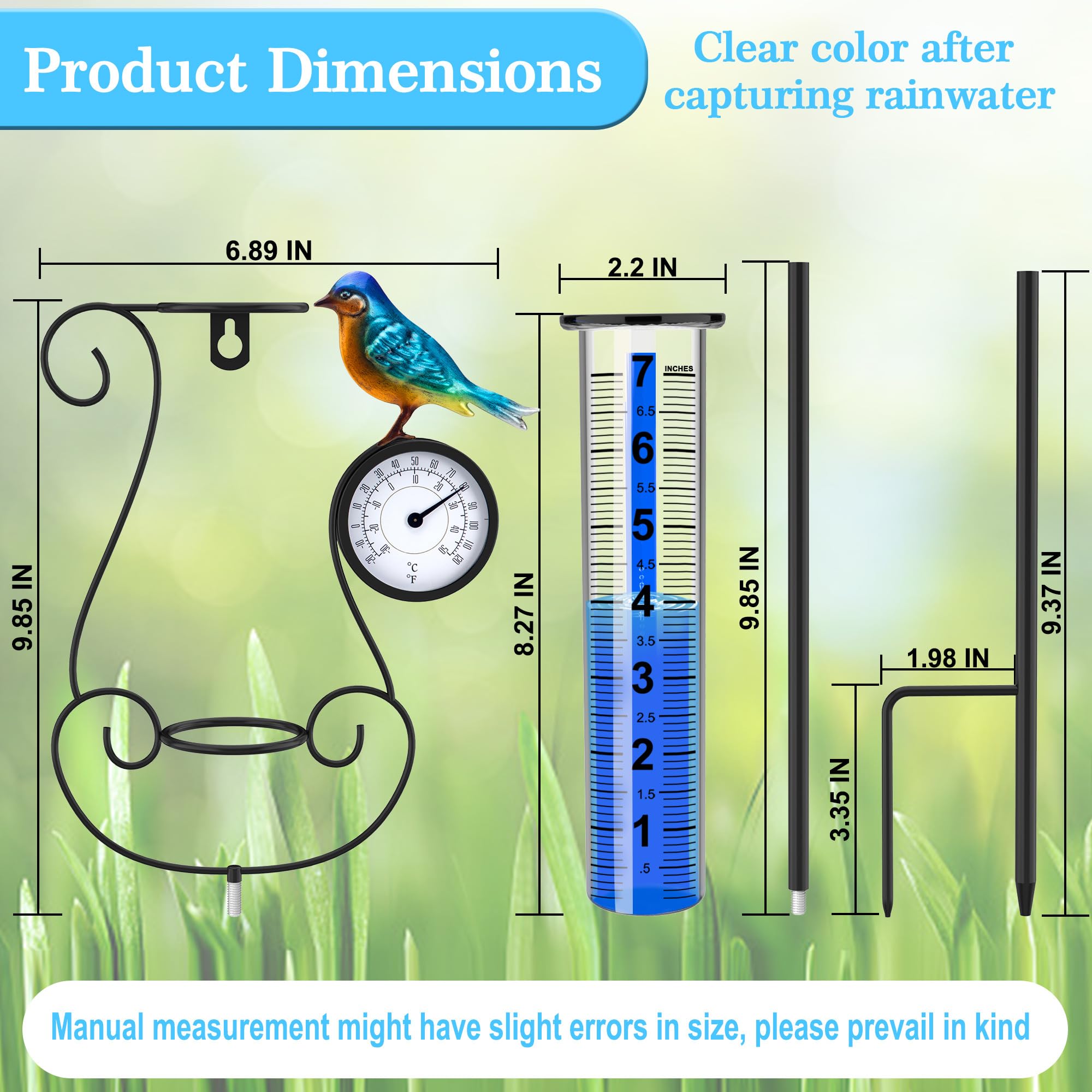 Rose Manor digital display rain gauge for quick, clear readings