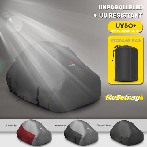 Rosefray mower cover protects from dust and UV exposure.
