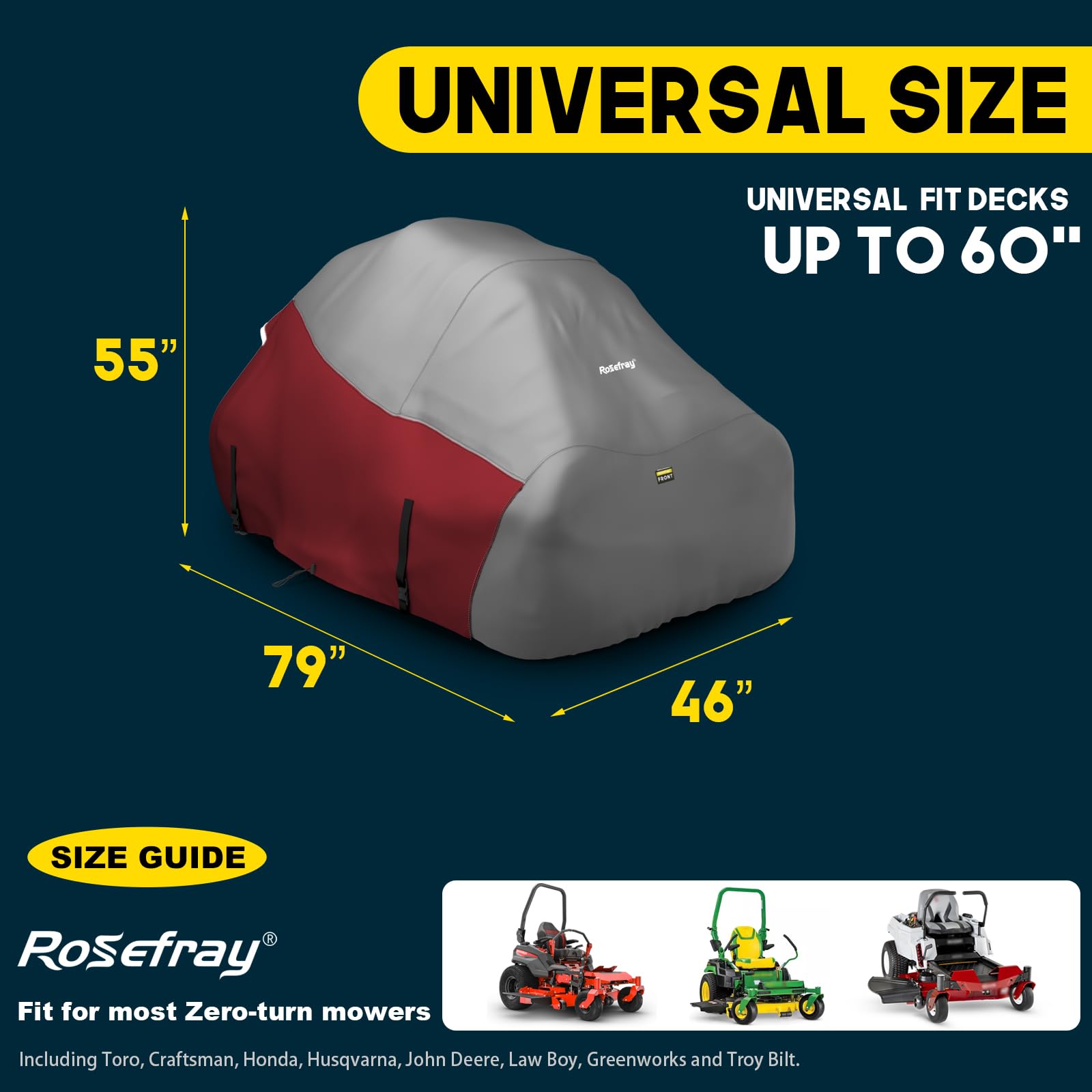 Rosefray mower cover easy to install, even for beginners, securing protection quickly
