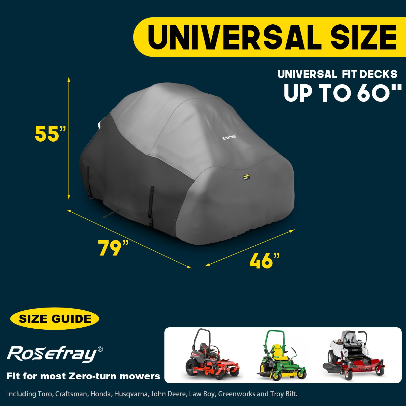 Rosefray mower cover easy installation for quick setup by anyone.