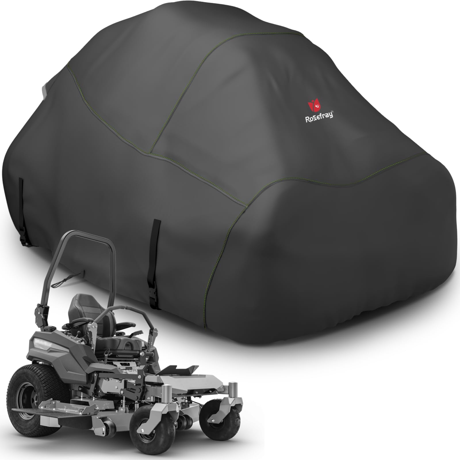 Rosefray zero-turn mower cover universal fit protects a 60-inch deck from rain.