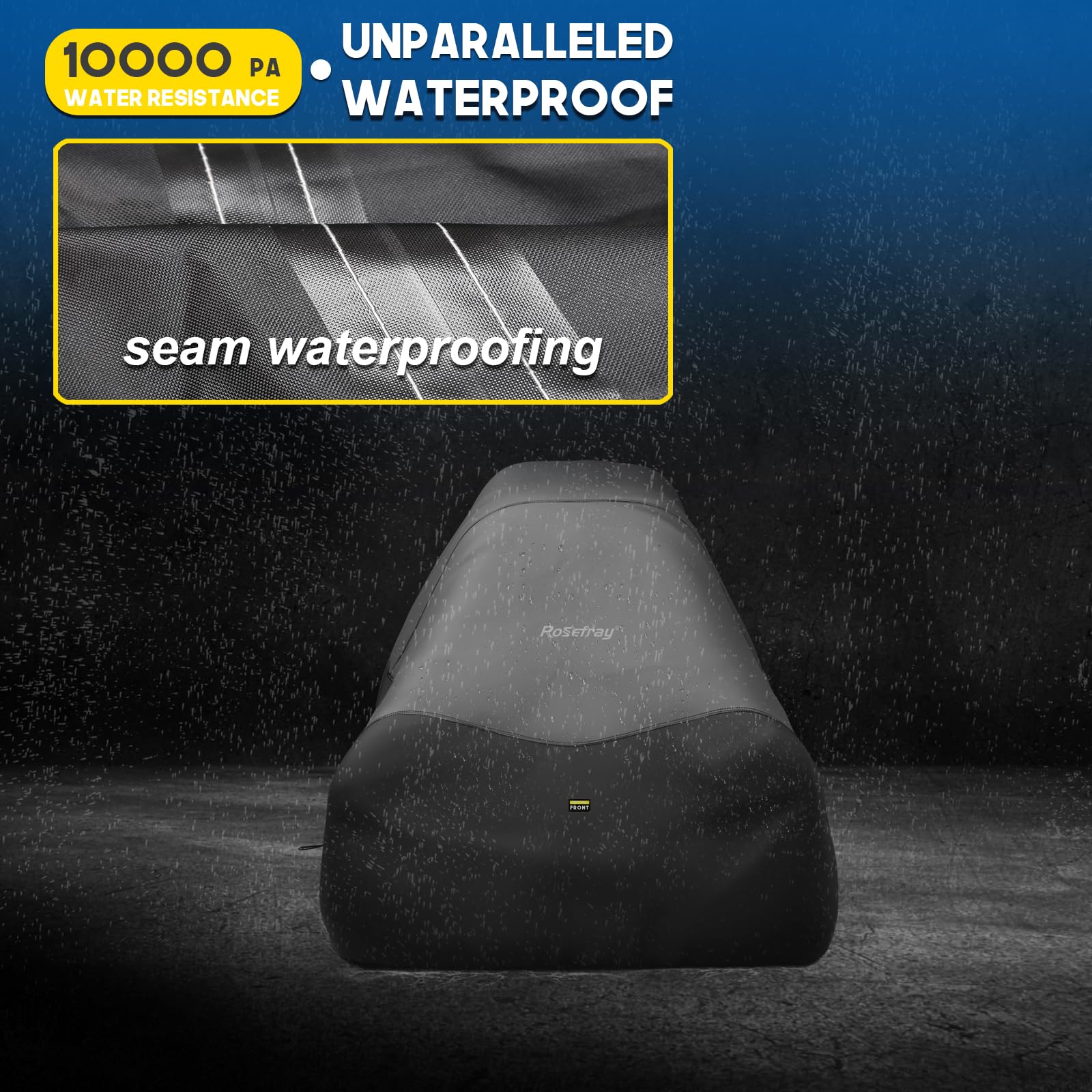 Rosefray Zero Turn Cover universal fit positioned over a variety of mowers.