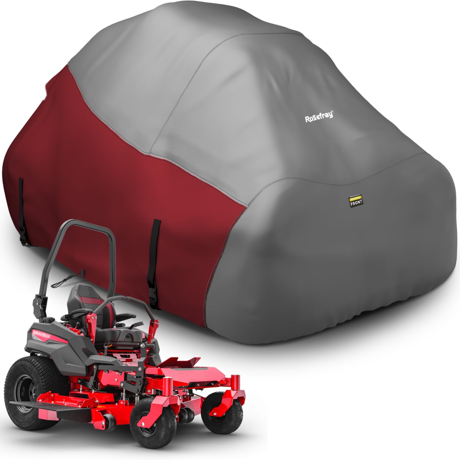Rosefray zero-turn mower cover in red protects with waterproof 420D Oxford fabric against rain