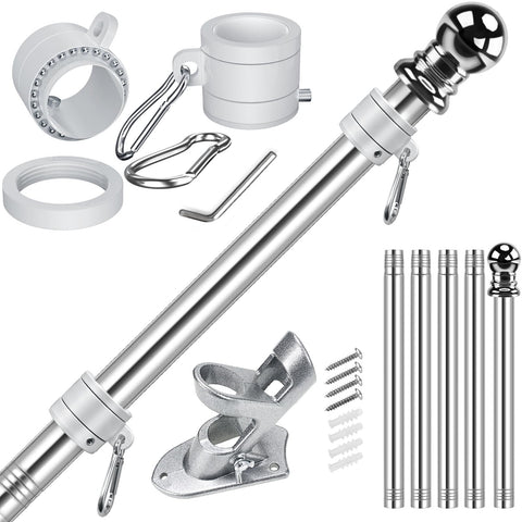 Rosflagus Jetlifee flagpole silver finish enhances curb appeal