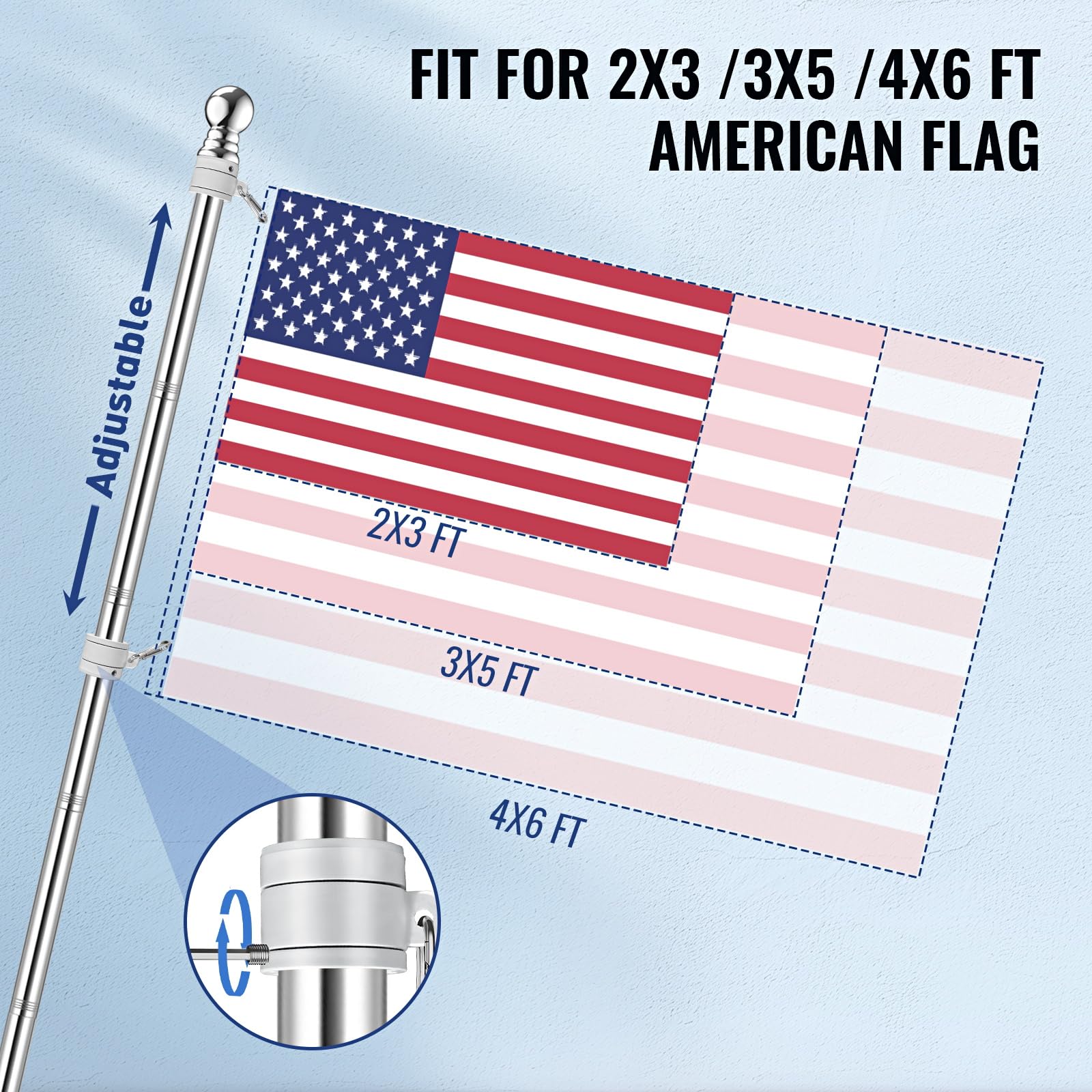 Rosflagus Jetlifee flagpole tangle-free system minimizes twists