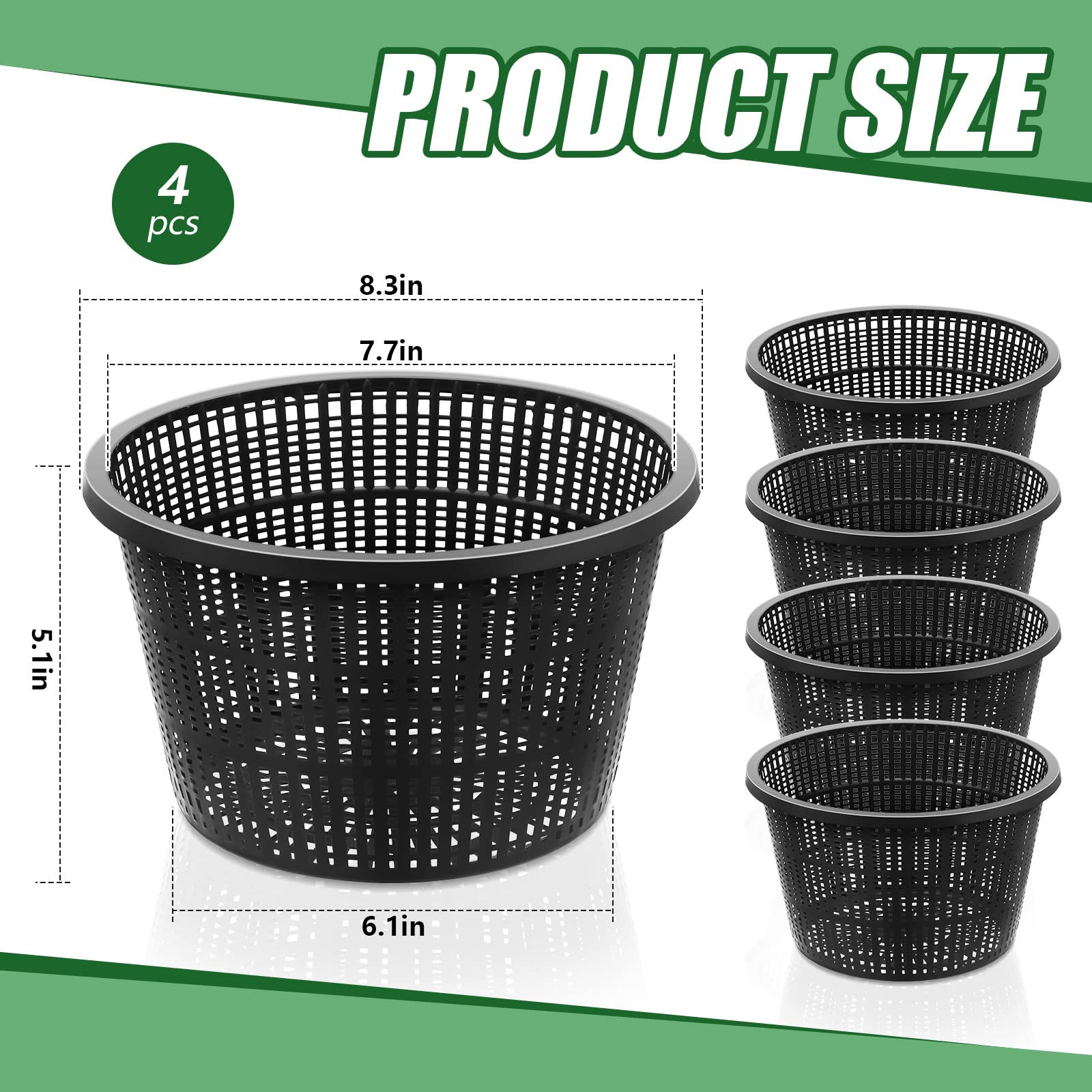 Roshtia hydroponic baskets side view highlighting durable plastic construction for pond use