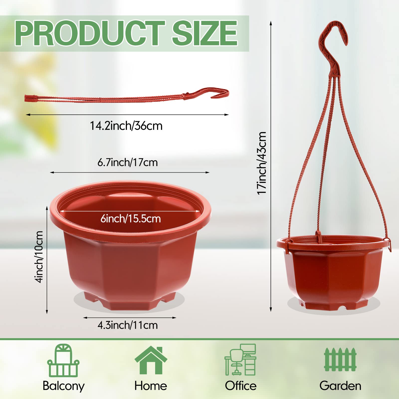 Roshtia 6.7-inch planters with hooks for easy indoor display