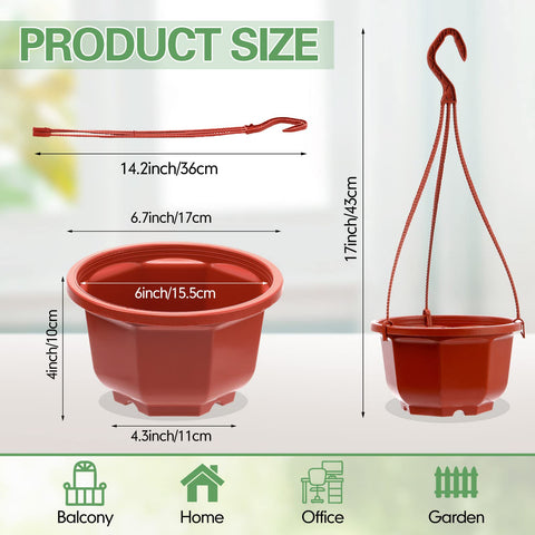 Roshtia 6.7-inch planters with hooks for easy indoor display