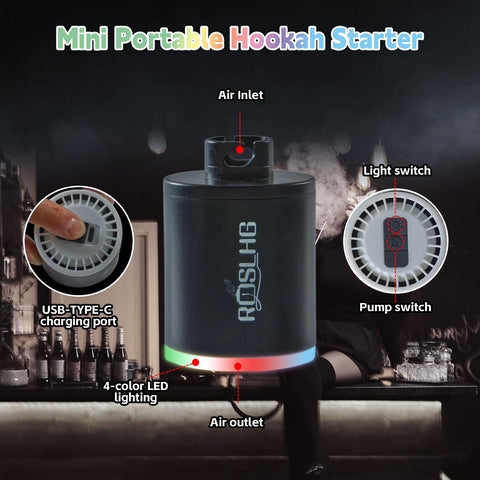 ROSLHG hookah pump battery display shows remaining runtime