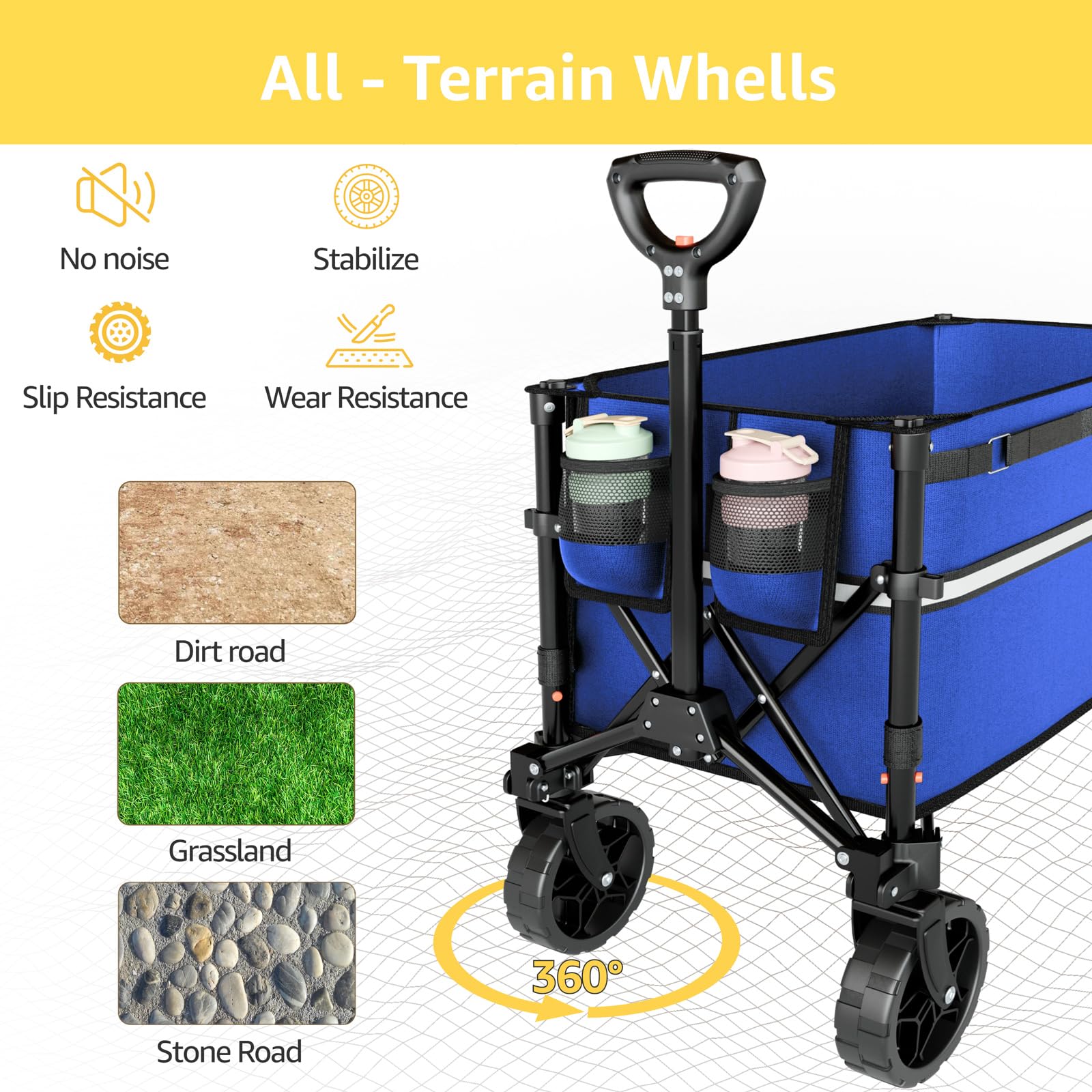 ROSONG durable 600D Oxford fabric on a rugged wagon frame.