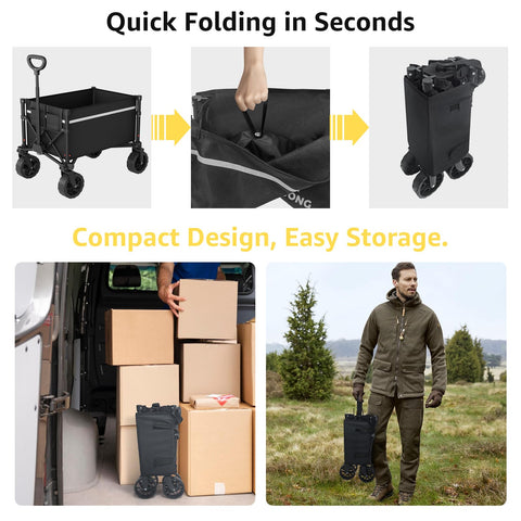 ROSONG collapsible wagon all-terrain utility for groceries, camping, and sports
