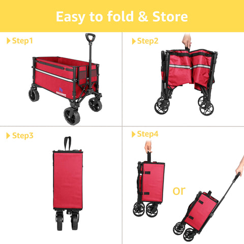 ROSONG collapsible wagon all-terrain design handles grass and gravel with ease