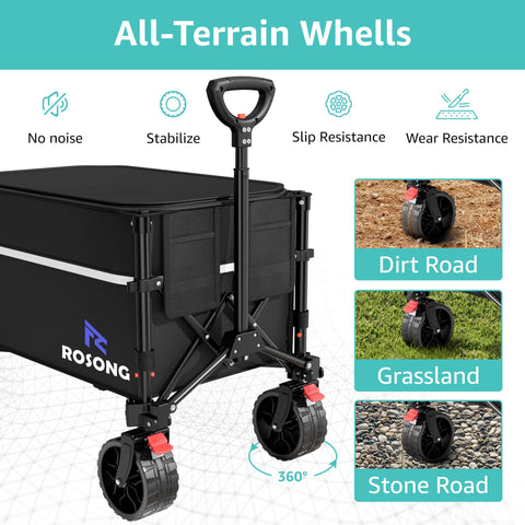 ROSONG Collapsible Wagon with extendable handle for comfortable pulling
