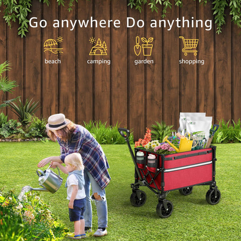 ROSONG collapsible wagon extended handle enables effortless pulling on errands