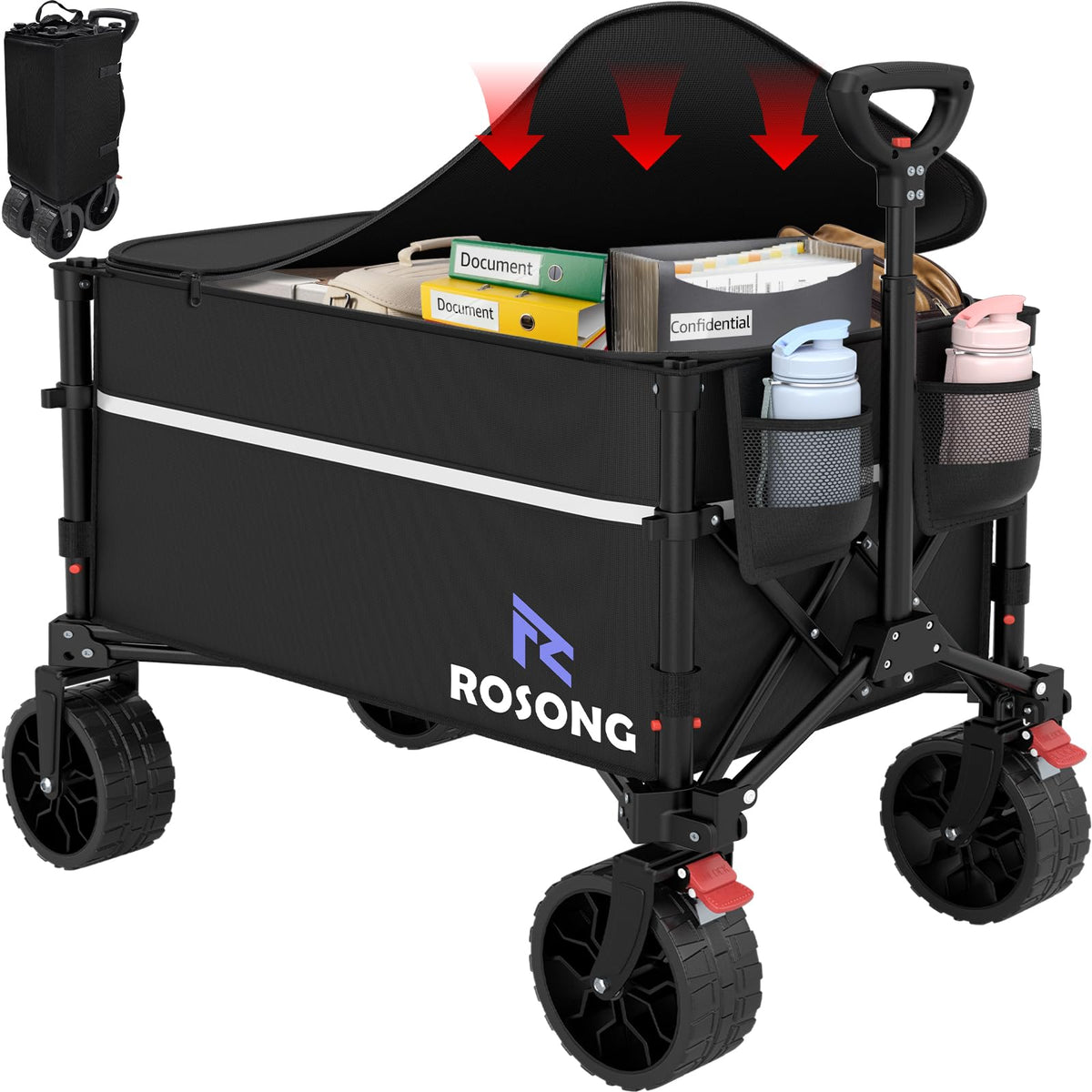 ROSONG Collapsible Wagon folded compact for easy car trunk storage