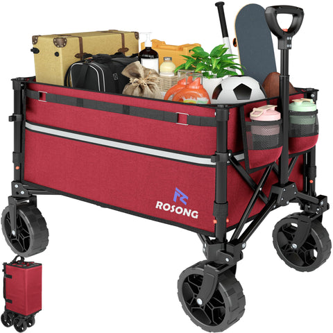 ROSONG collapsible wagon folded for compact car storage and easy portability