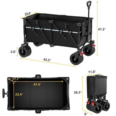 ROSONG collapsible wagon front locking wheels prevent slipping on slopes