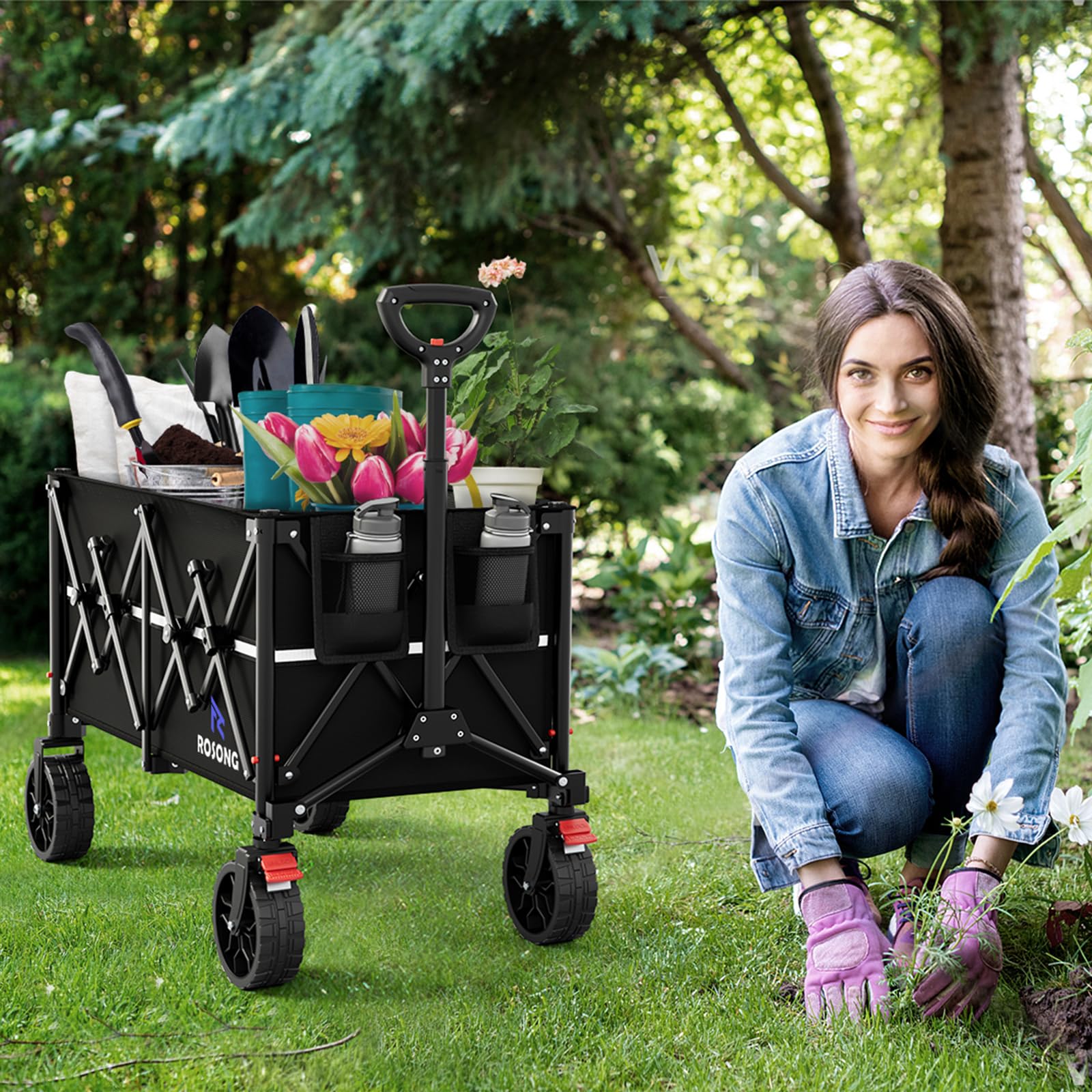 ROSONG wagon front wheels enable smooth control on uneven surfaces