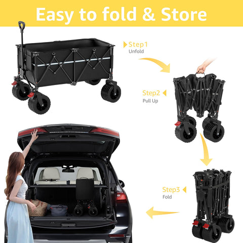 ROSONG collapsible wagon great for grocery and camping hauls