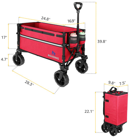 ROSONG collapsible wagon durable Oxford fabric withstands outdoor use