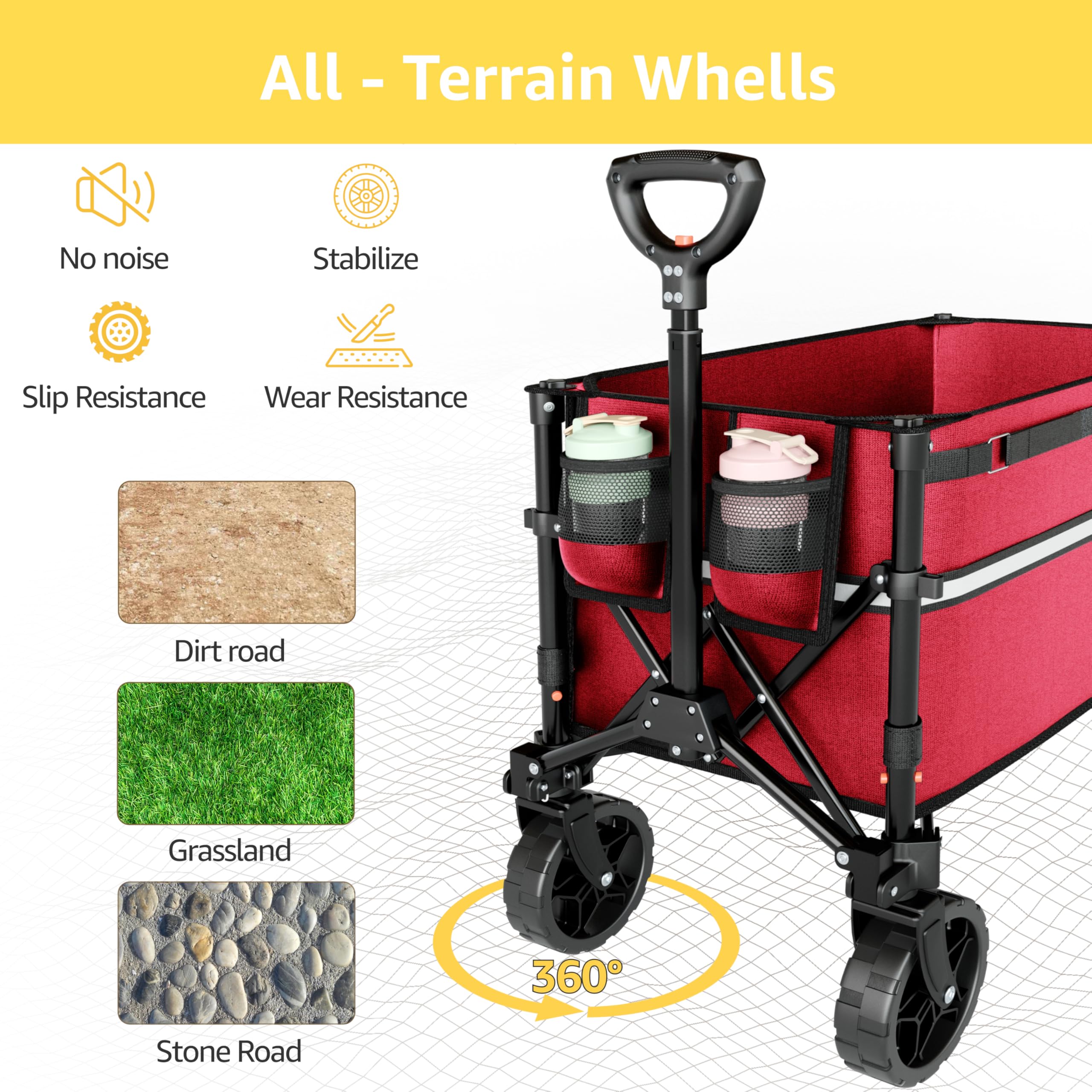 ROSONG collapsible wagon sturdy steel frame supports heavy loads confidently