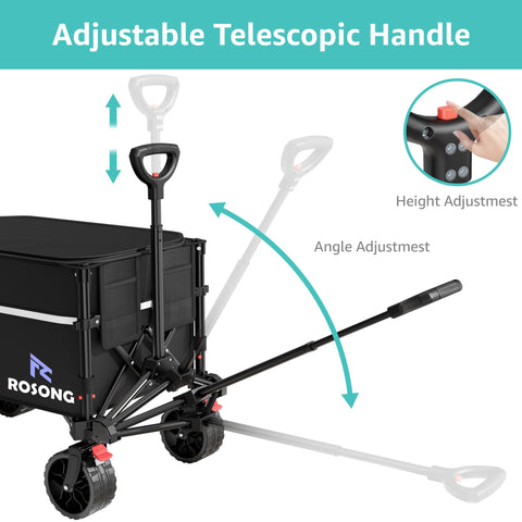 ROSONG Collapsible Wagon's sturdy steel frame supports heavy loads outdoors