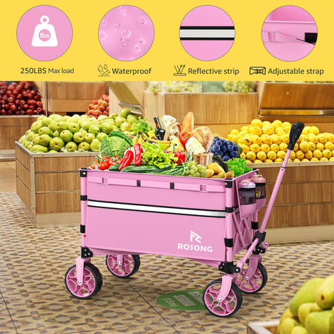 ROSONG heavy-duty wagon designed to haul groceries and garden supplies.