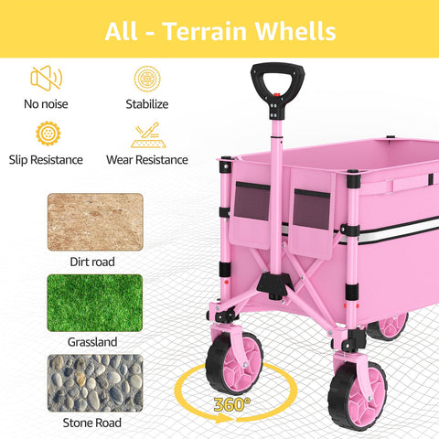 ROSONG pink wagon in outdoor setting for camping and market trips.