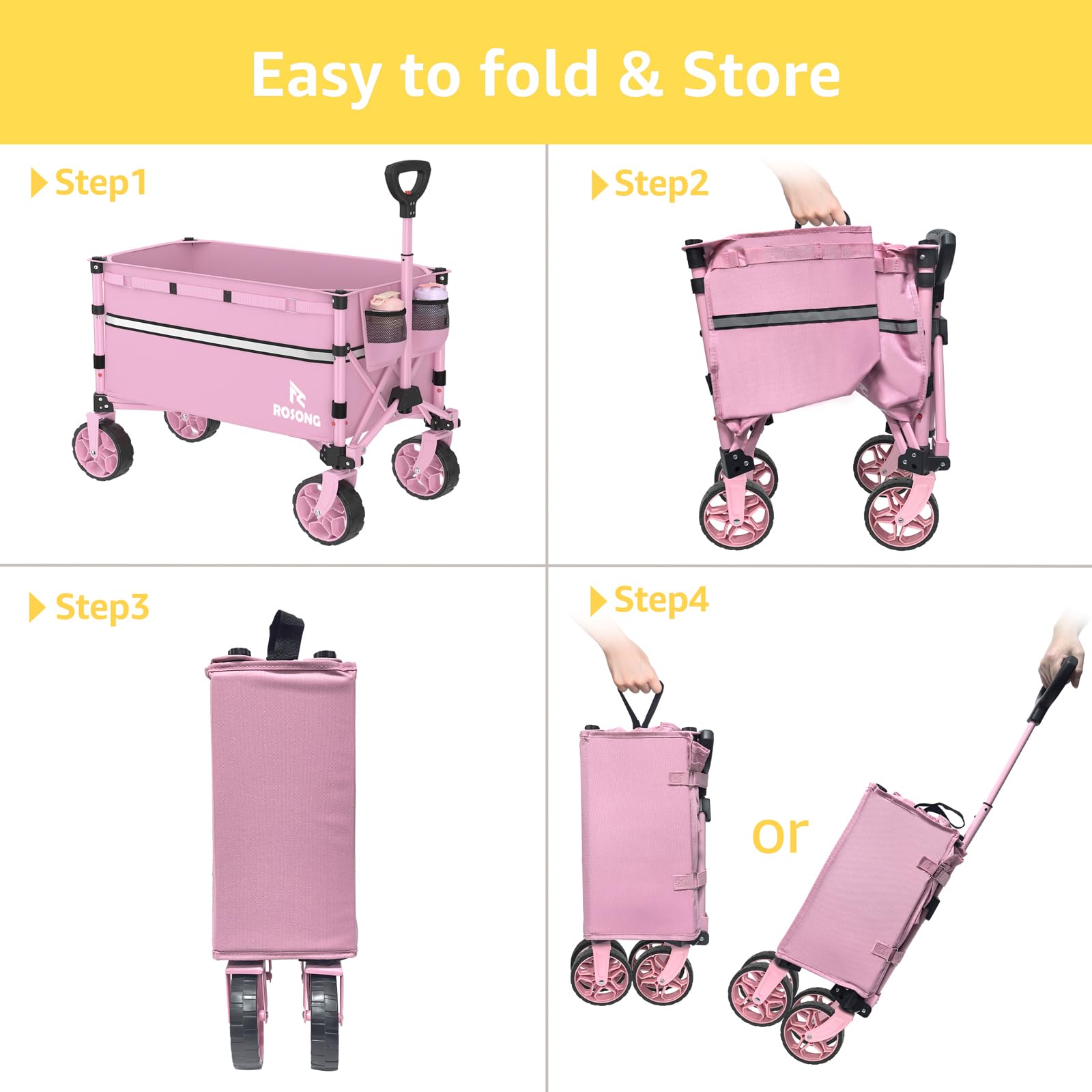 ROSONG pink wagon in use for shopping and market day tasks.
