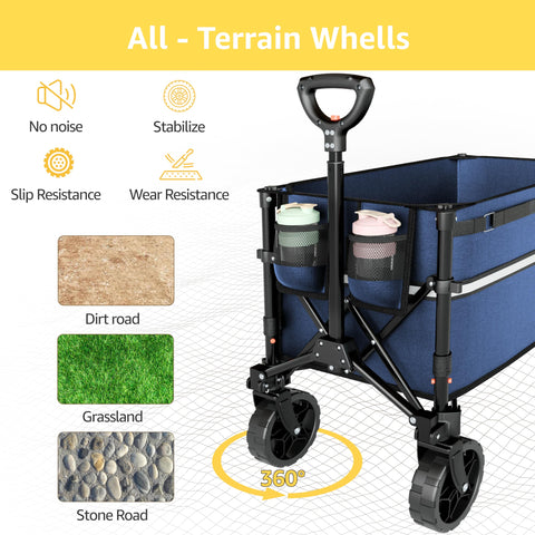 ROSONG wagon features durable 600D Oxford fabric and PU wheels for all-weather use.