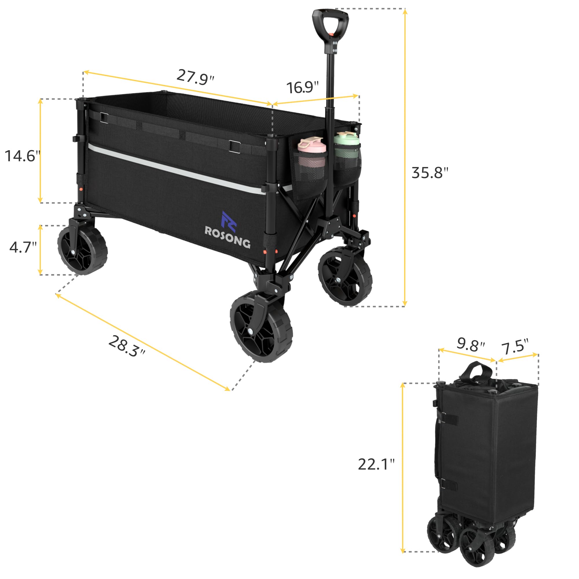 ROSONG detachable wheels simplify cleaning and storage maintenance.