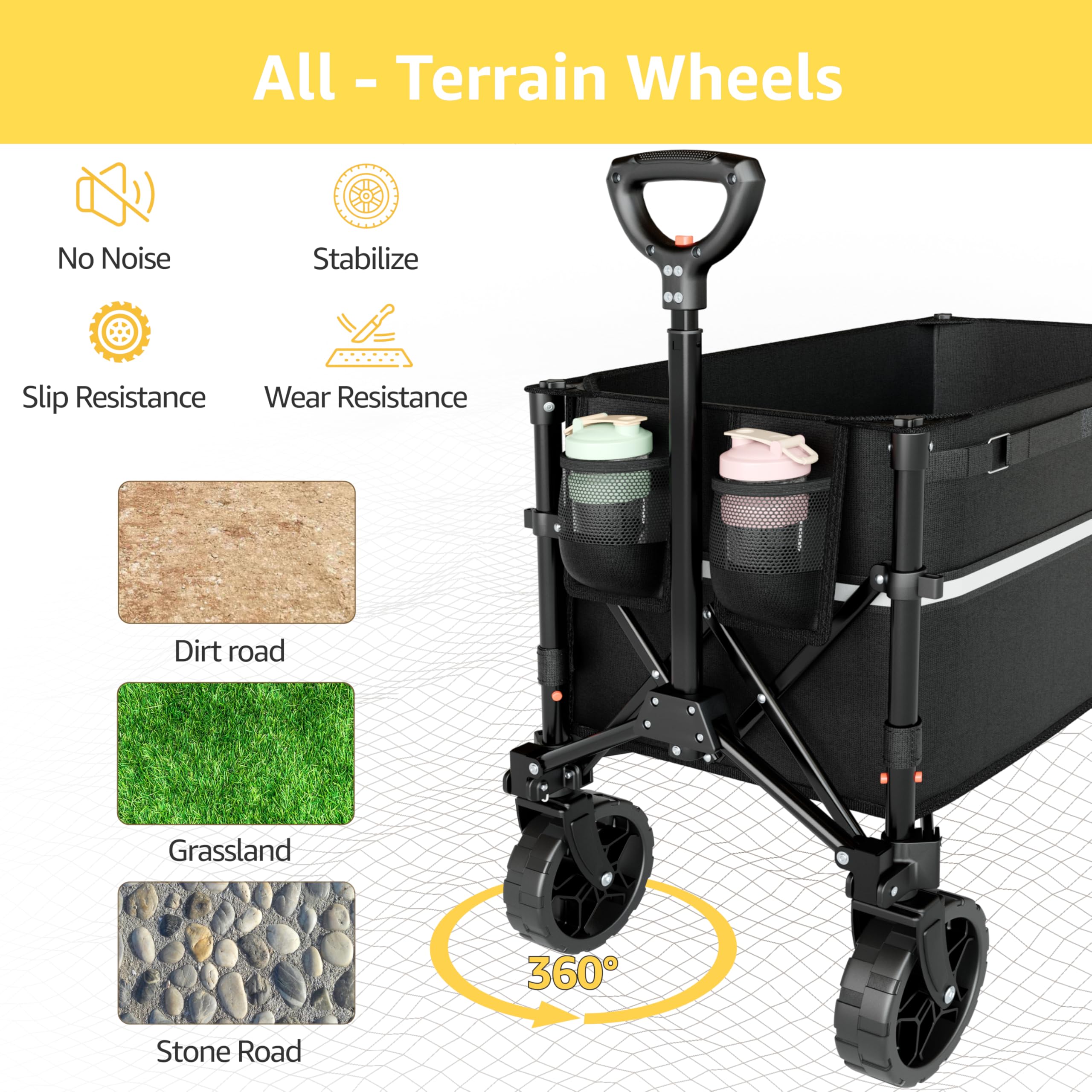 ROSONG wagon features a heavy-duty steel frame for durability.