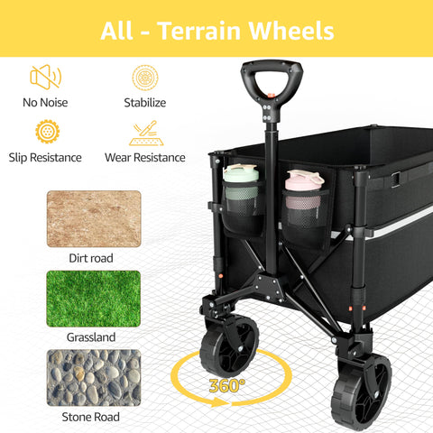 ROSONG wagon features a heavy-duty steel frame for durability.