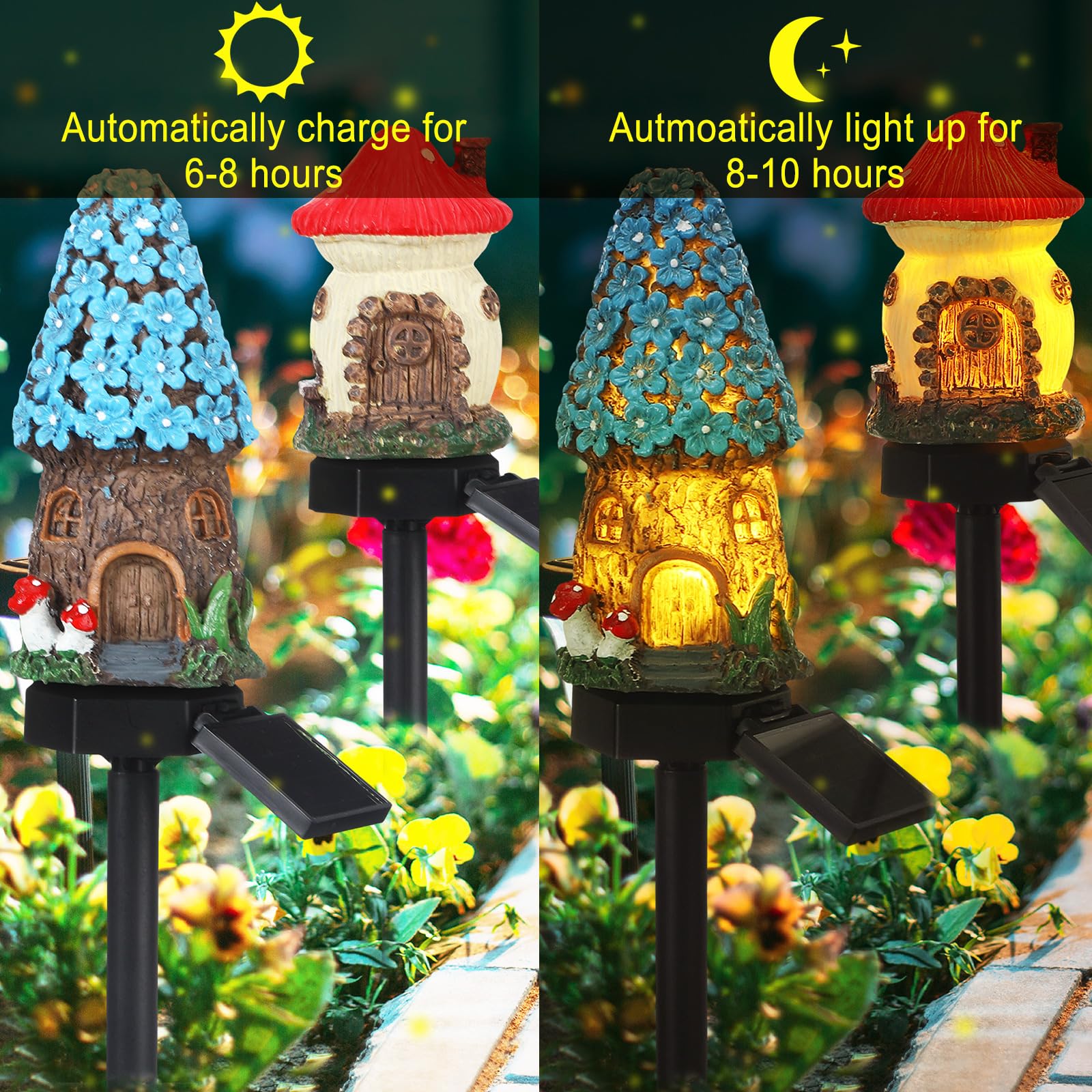 Rossesay 2-pack garden lights in packaging ready for outdoor display