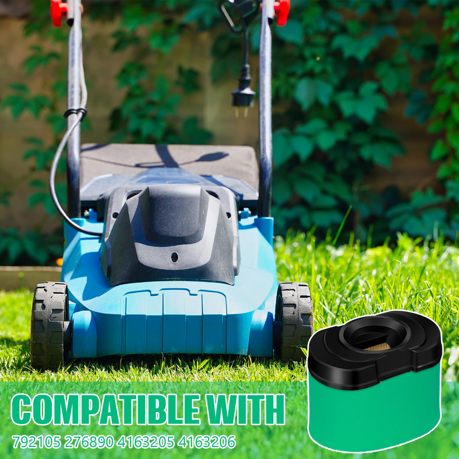 Rossesay air filter installation view suggests quick, direct replacement for compatible mowers.
