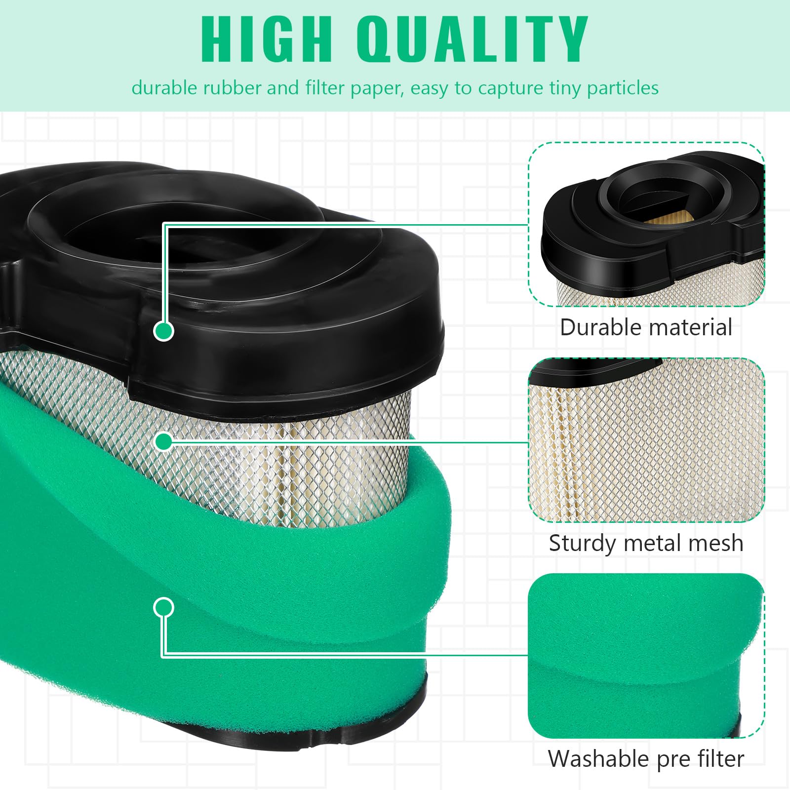 Rossesay air filter pack shot emphasizes bulk replacements for less frequent shopping.