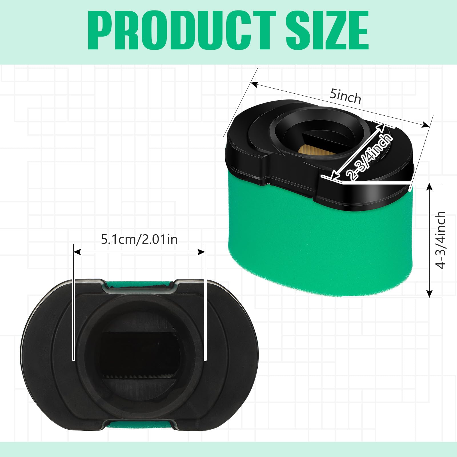 Rossesay air filter side view demonstrates compact size for easy installation.