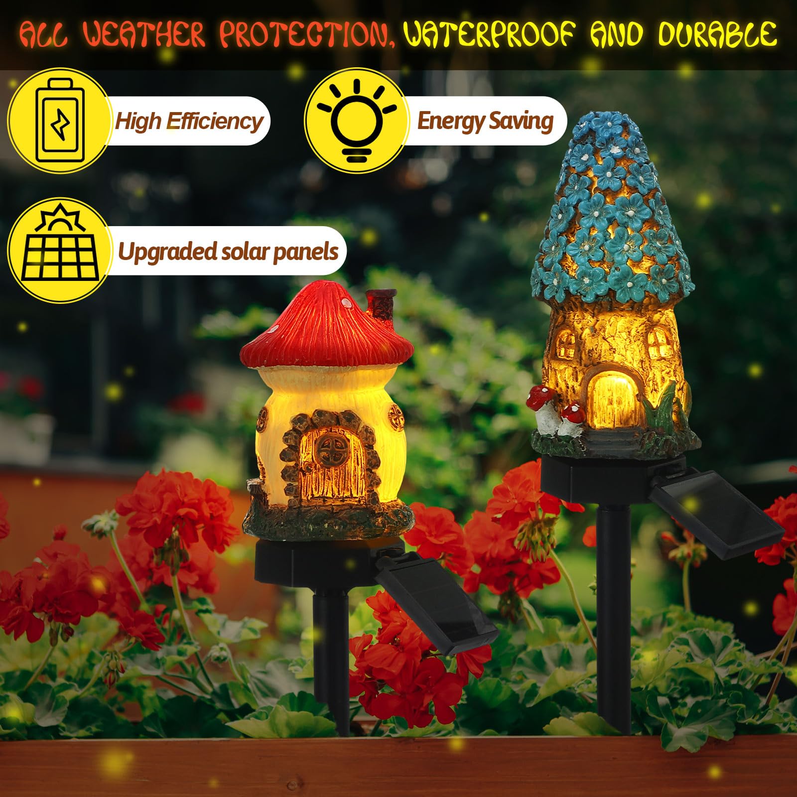 Rossesay LED mushroom statue light powered by solar energy for everyday use