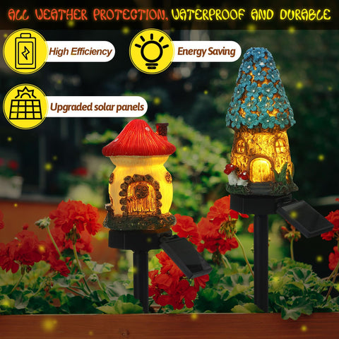 Rossesay LED mushroom statue light powered by solar energy for everyday use