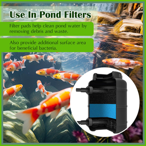 Rossesay 2-pack filter pads provide coarse and fine filtration for ponds.
