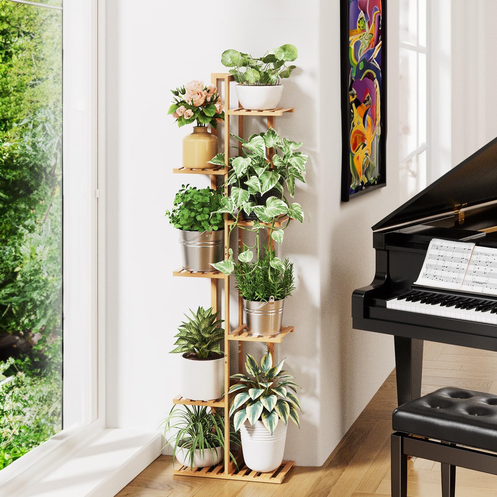ROSSNY display for eight potted plants to enhance natural vibes