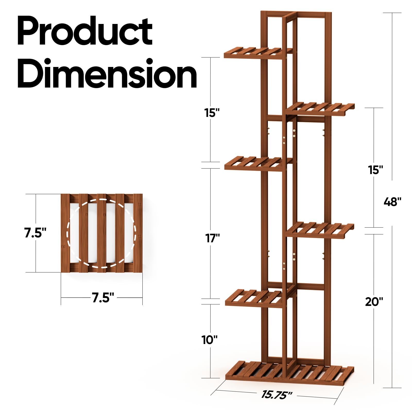 ROSSNY bamboo plant rack highlights natural texture for a sturdy indoor garden display.